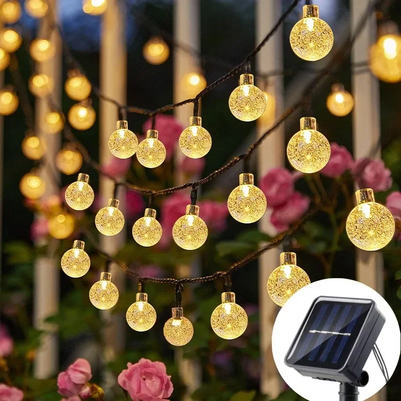 Solar Crystal Ball Fairy String Lights 20/30/100LED Outdoor Waterproof Christmas Decoration Camping Fairy Garland Garden Party