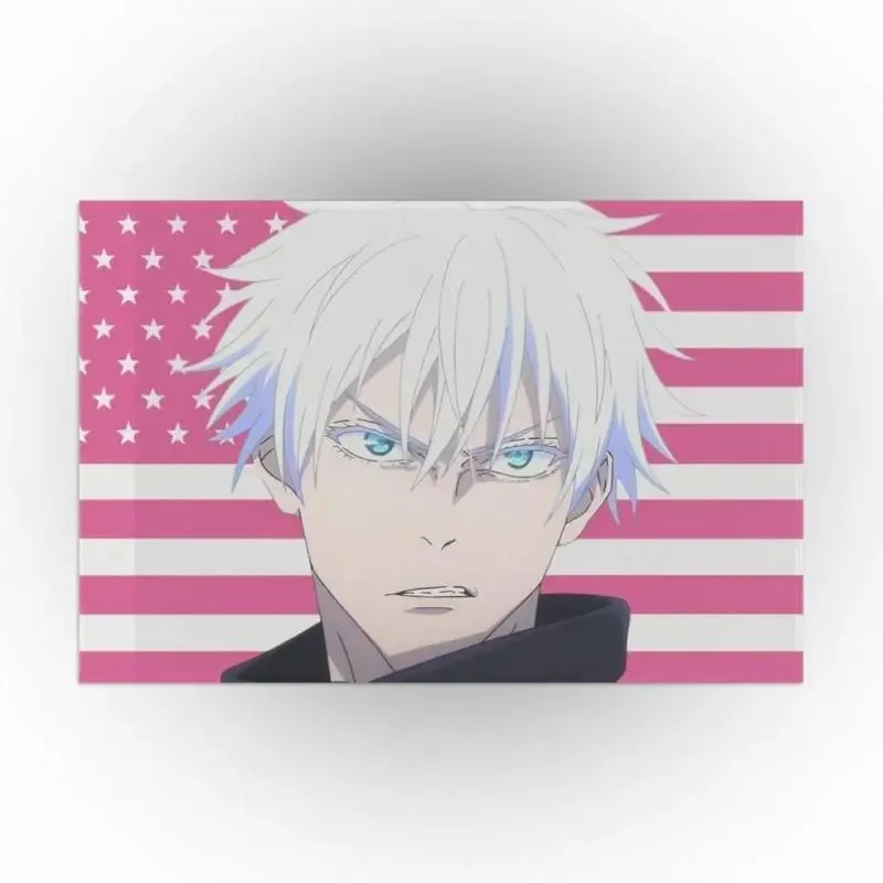 VIKAMA Japanischer Anime-Wandteppich, Sato Gojo Toji, amerikanische Flagge, Wandbehang, Schlafzimmer, Wohnzimmer, Schlafsaal, Dekoration – Detail 4