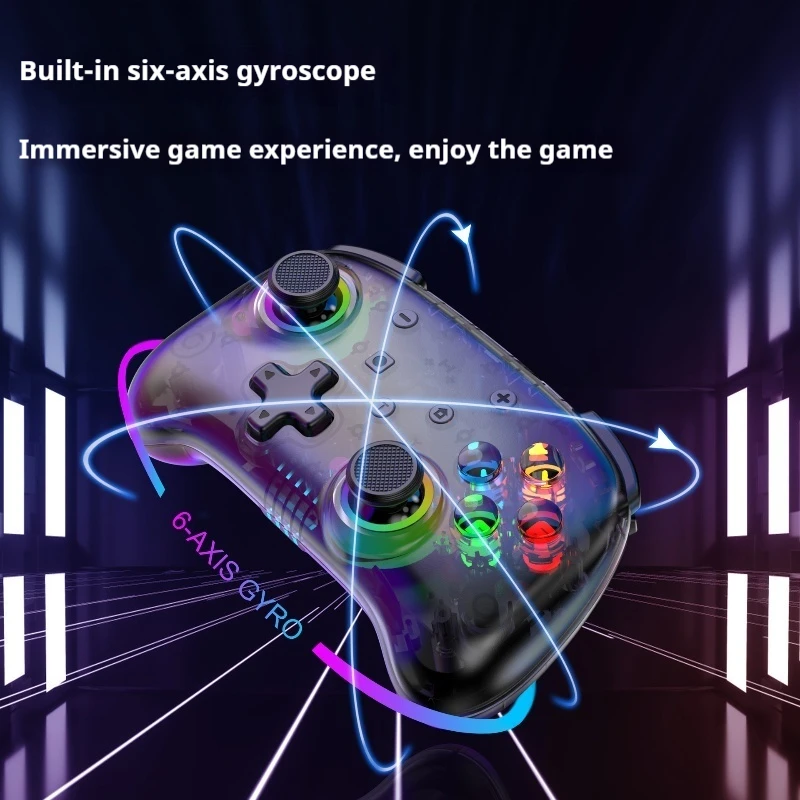 Linyuvo Wireless Controller With Metal Joystick Crystal Button Bluetooth Link Switch Proswitch Oled Light Controller Celeste