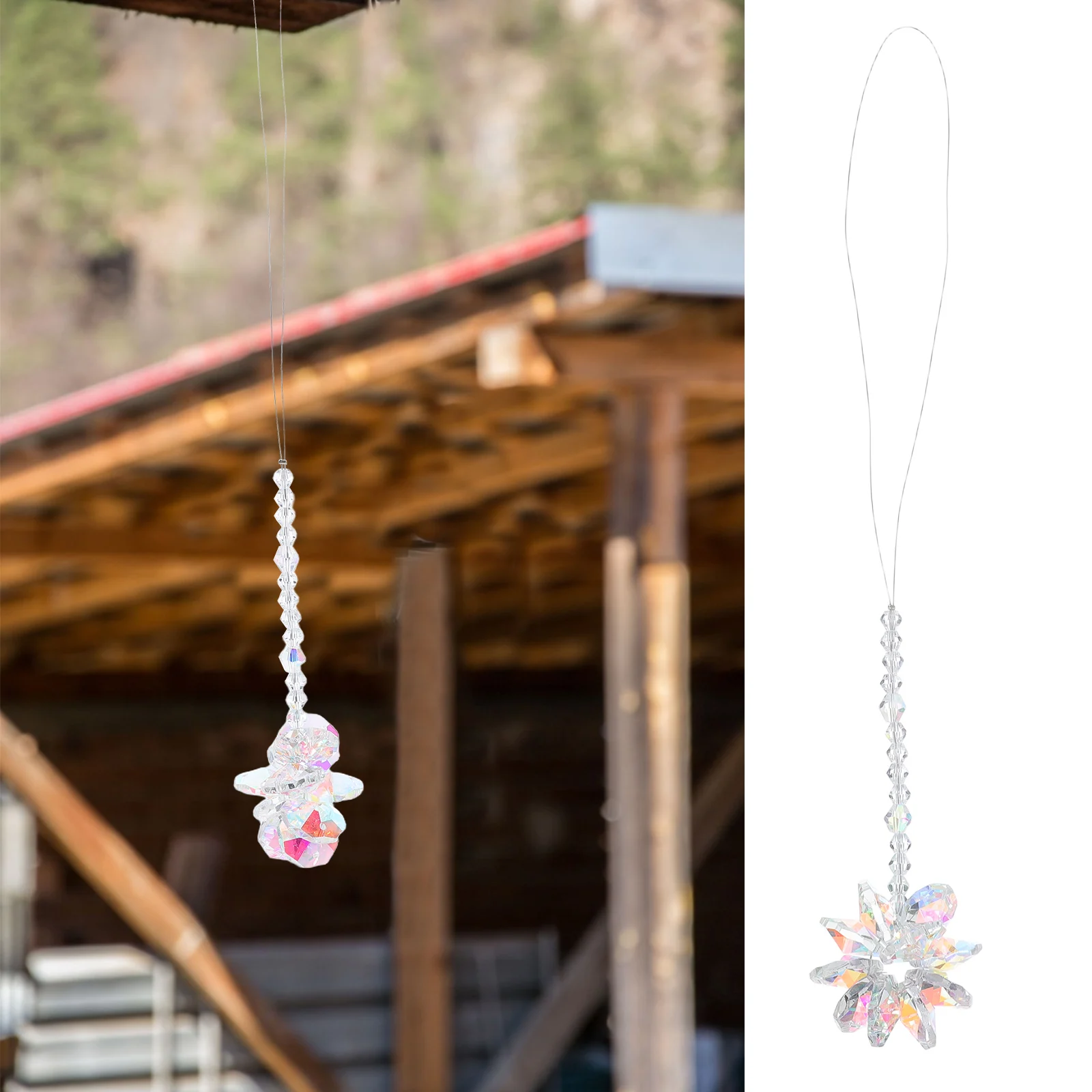 

2 Pcs Crystal Window Sun Catcher Car Interior Hanging Catchers White Pendant