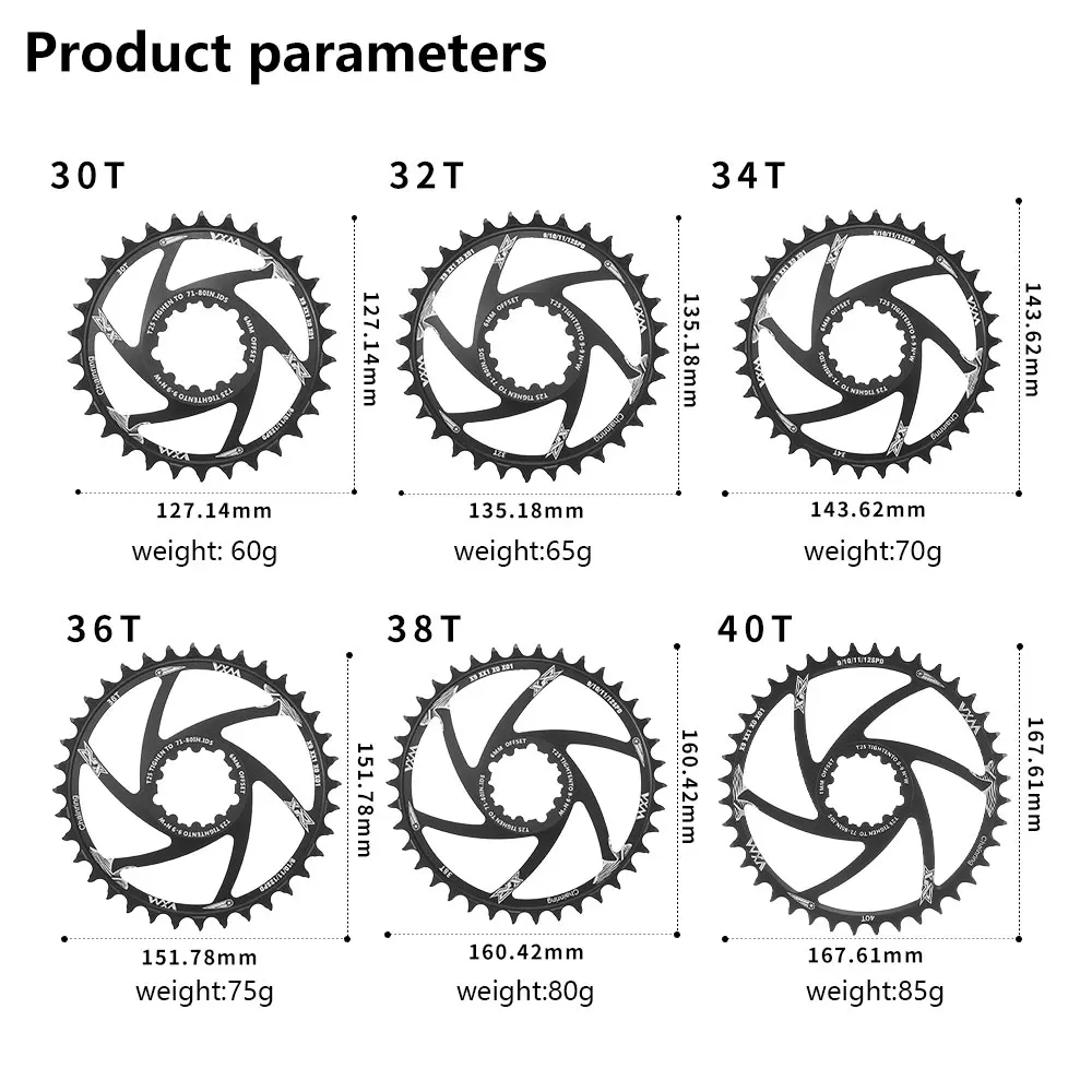 VXM MTB Offset 1/3/6mm Ring Star  30T/32T/34T/36T/38T/40T Bicycle MTB Chain Link for GXP XX1 X9 XO X01 Wide and Narrow Sprocket