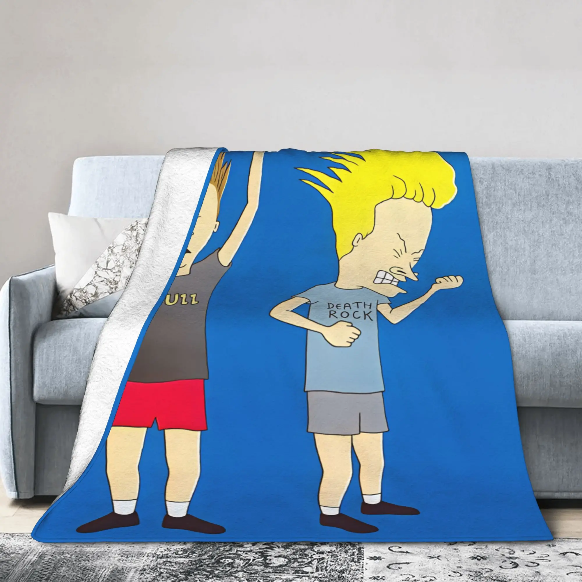 Beavis And Butt Head Rock Gesture Super Soft Blankets Travel Car Bedding Throws Couch Chair Flannel Bedspread Sofa Bed Cover