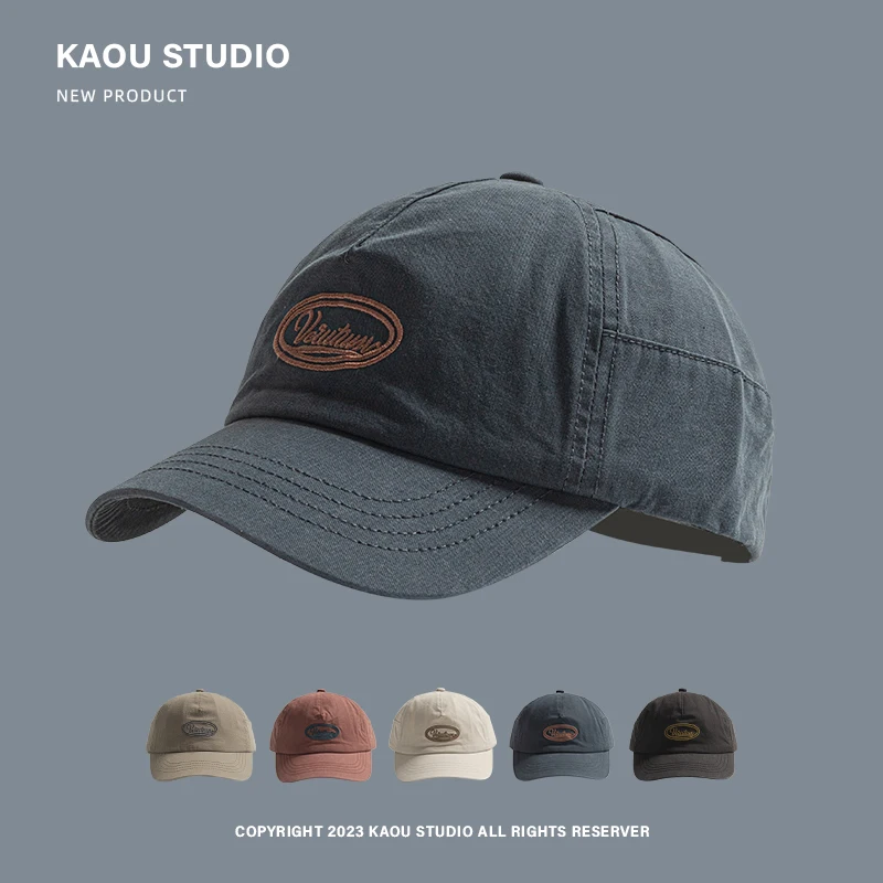 

Peaked cap short brim splicing men's and women's versatile spring and autumn baseball cap tide
