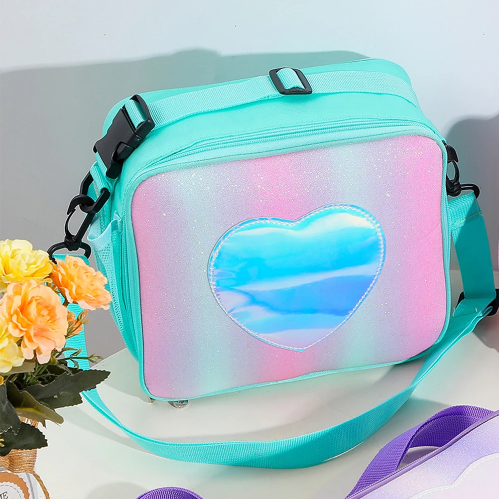

Insulated Lunch Bag Stylish Portable Polyester Bento Shoulder Food Storage Girls Large Capacity Kitchen Bar