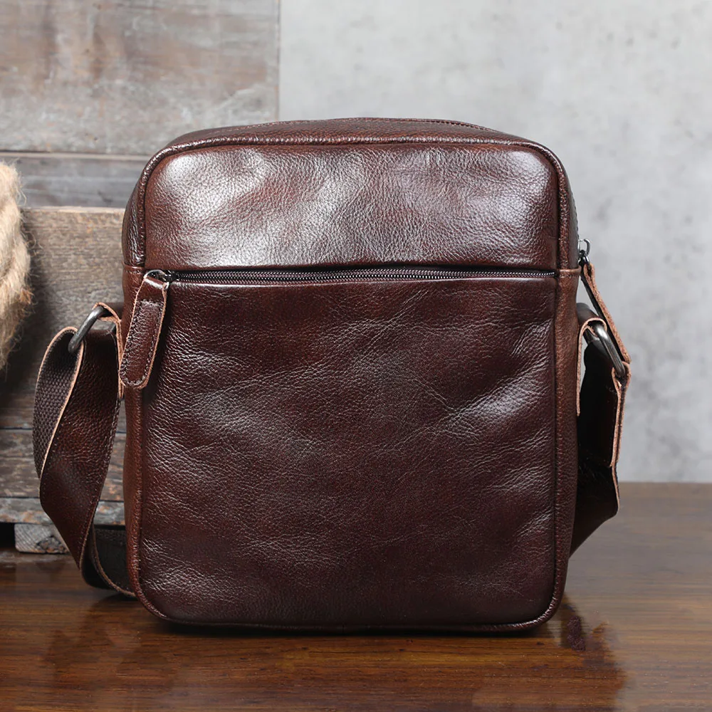 Vintage Echtleder Herren-Umhängetaschen Handgefertigte Crossbody-Messenger-Taschen für Männer Handy & Schlüssel – Detail 20