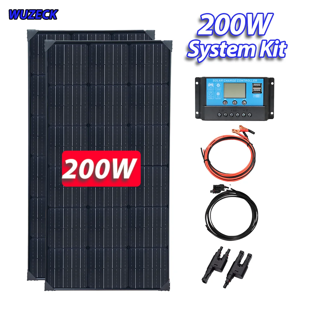 200W 100W monokristallines flexibles Solarpanel, 19,8V, 12V Batterieladegerät, halbflexibel mit schwarzem Rahmen, PCB-Rückseite, kratzfestes PET, MC4-Kabel – für Wohnmobile, Reisemobile, Boote,