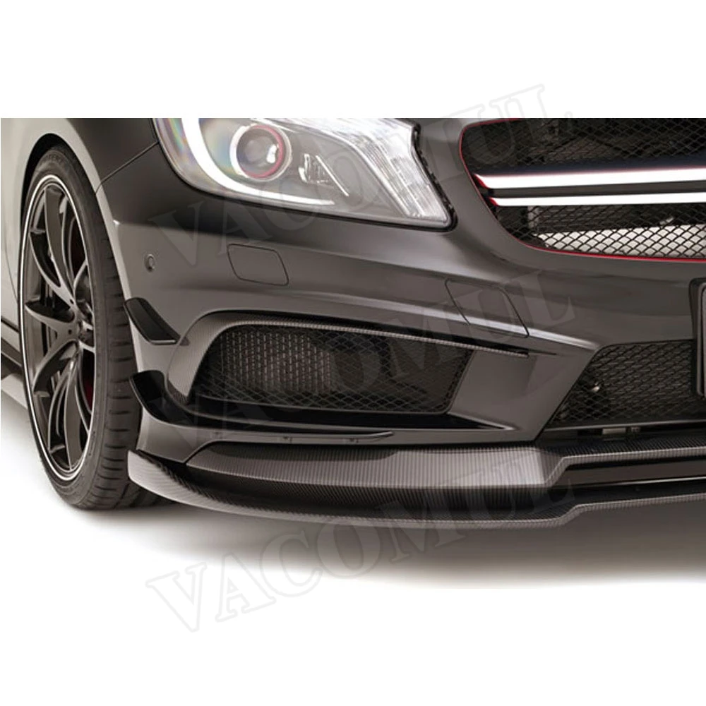 VACOMUL Carbon Fiber Double Front Lip Spoiler for Mercedes Benz A Class W176 A180 A200 A260 Sport 2013-2015 CarBumper Chin Guard