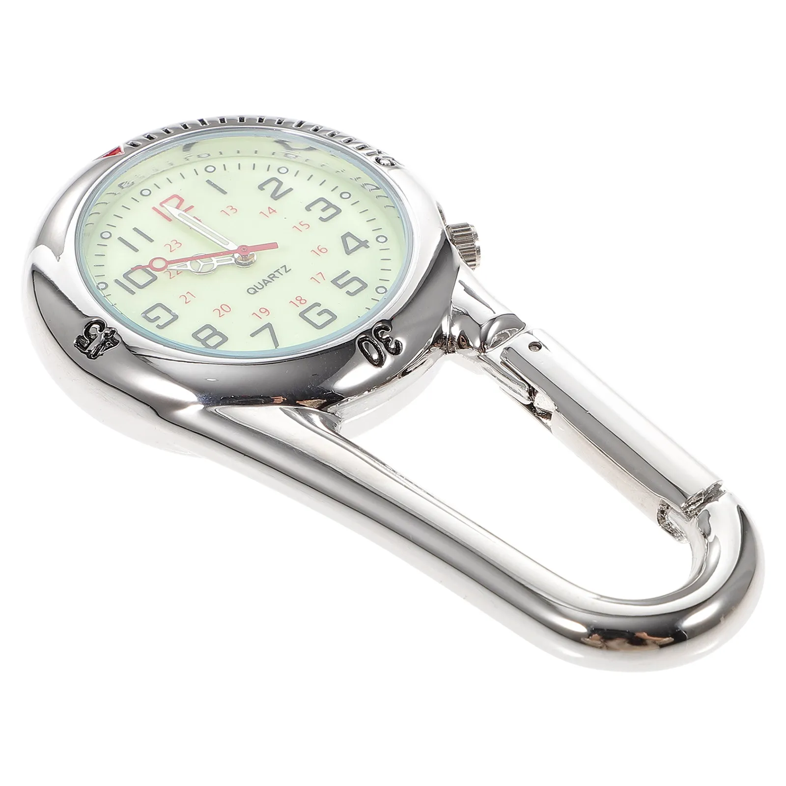 Black White Dial Clip-on Quartz Light Multifunctional Backpack Buckle Belt Fob Watch for Doctors Nurses