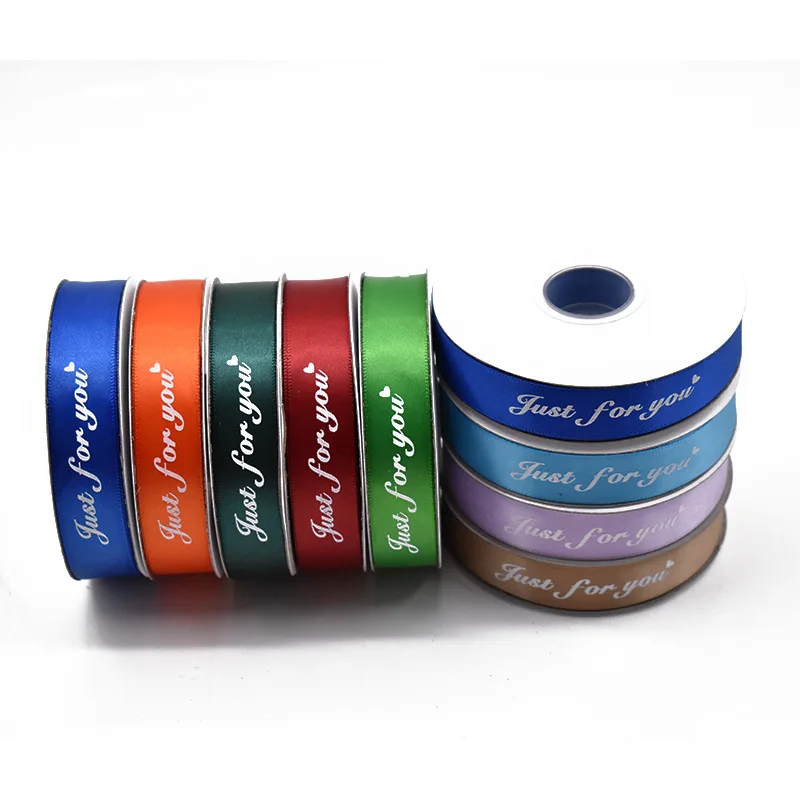 25 Yards/Rolle, 2 cm, bedrucktes Polyesterband mit „Just for You“, Design, DIY, Hochzeit, Weihnachten, Geschenk, Blumenbündel, Verpackungsband