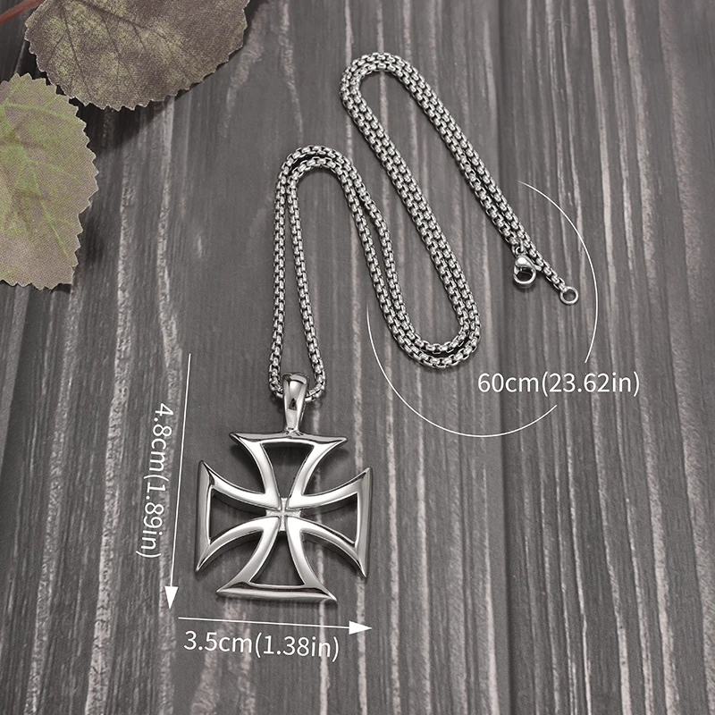 Fashionable Templar Cross Pendant Necklace for Men Women Vintage Paladin Jewelry Gift