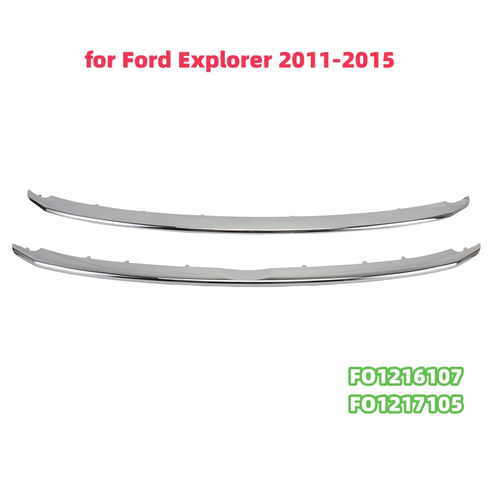 Front Upper Lower Grille Strip Trim for Ford Explorer 2011- 2015 Replaced accessories FO1216107 FO1217105 Chrome Trim Molding