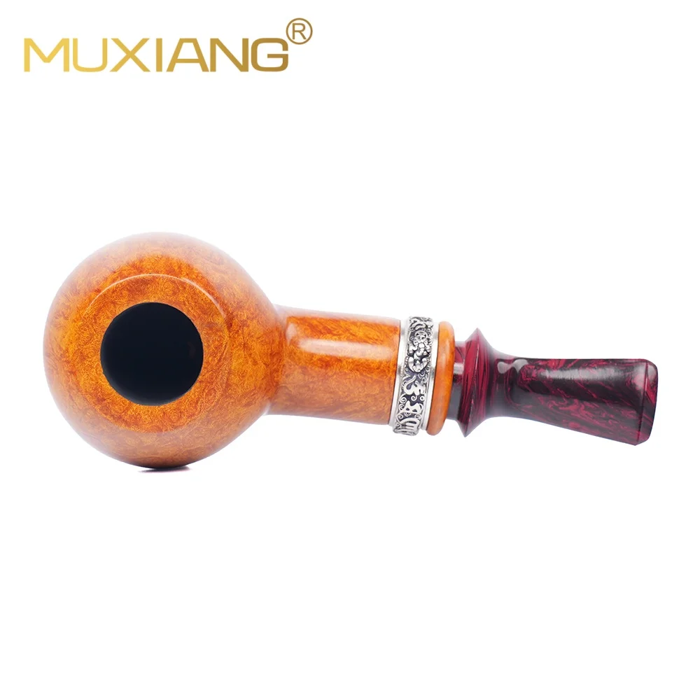 MUXIANG Pixiu Carved Pipe Briar Wood Rotating Ring Cumberland Stem 3mm Flue Tobacco Pipe