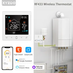 RF bezprzewodowy termostat WIFI Tuya regulator temperatury i odbiornik do kocioł gazowy ogrzewania podłogowego i siłownika inteligentne życie