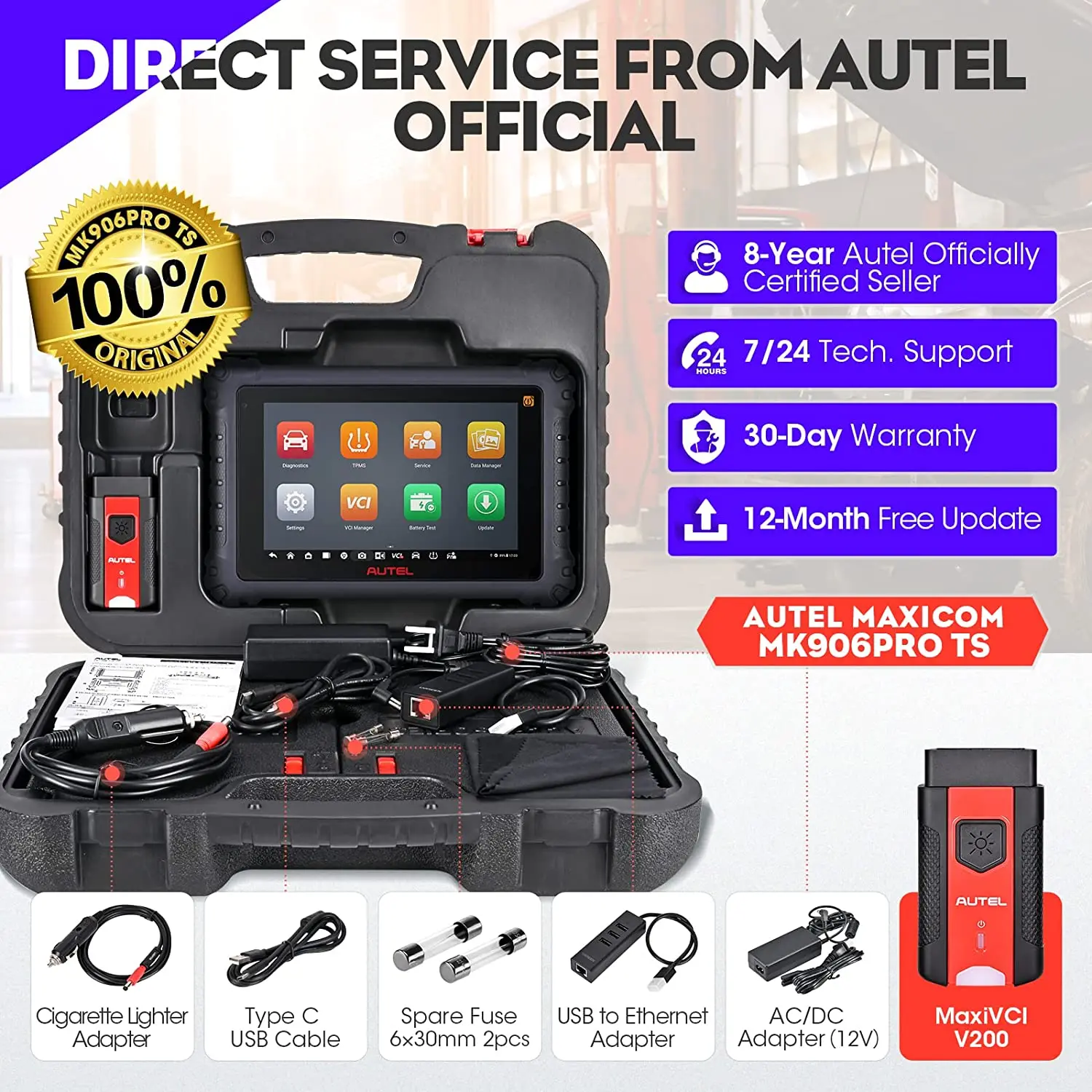 Autel Scanner MaxiCOM MK906PRO-TS Automotive Diagnostic Tool Bidirectional Scan Too ECU Coding Diagnostic Tool TPMS Programming