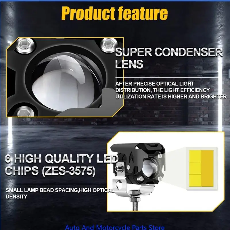 

P9FD LED Motorcycle Scooter Car Headlight Working Spot Light Universal Fog Lamp High-brightness Driving Lamp 9-36V Waterproof