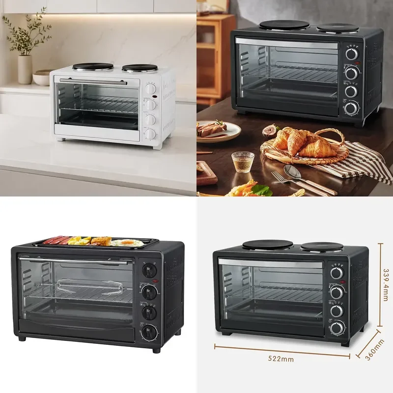 for High Quality Mechanical Control Electric Pizza Bread Oven with Double Hot Plates Commercial Stove and Oven Combination