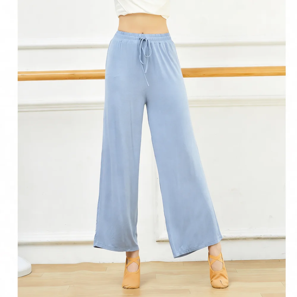 Women Elastic Wide Leg Dance Pants Modal High Waist Straight Trousers Comfortable Flowy Yoga Workout Bottoms Soft Daily Wear