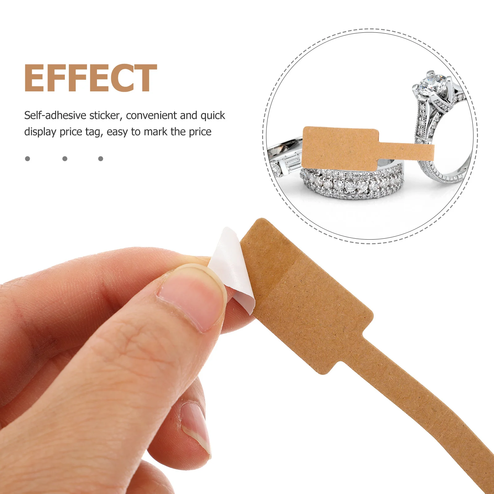 1Pack Adhesive Blank Kraft Paper Price Tags 10cm Square Jewelry Marking Labels Display Tags for Rings Clothes Crafts