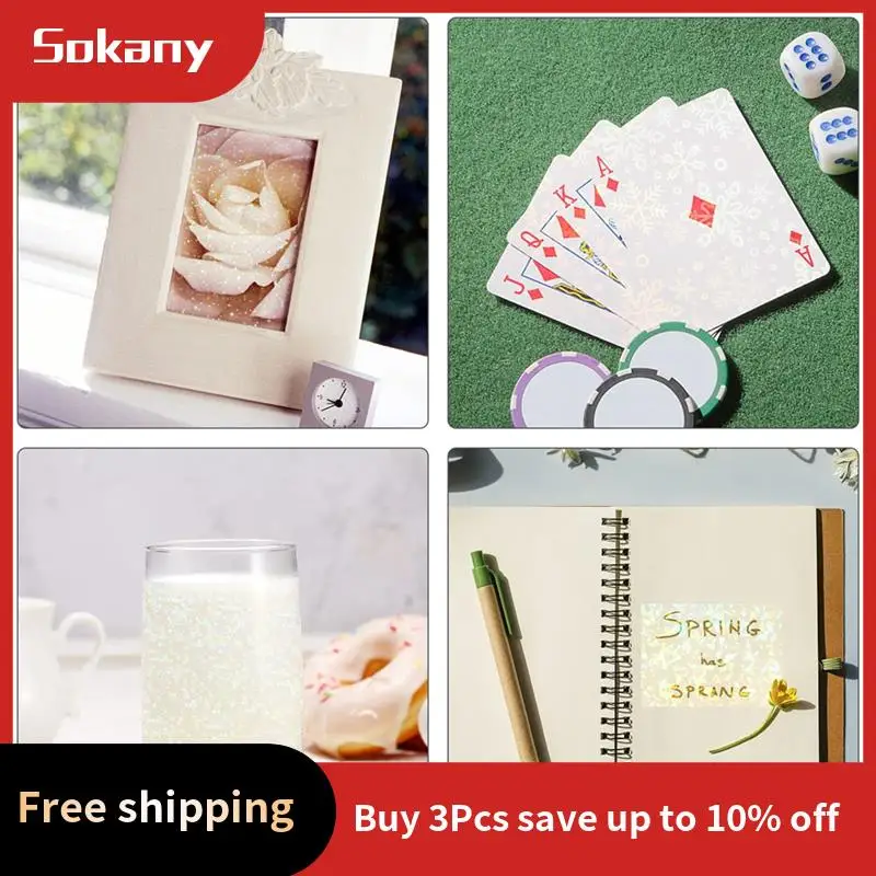 A59E-18 PCS Holographic Stickers Self-Adhesive Transparent Film A4 Waterproof Sticker Suitable For Windows
