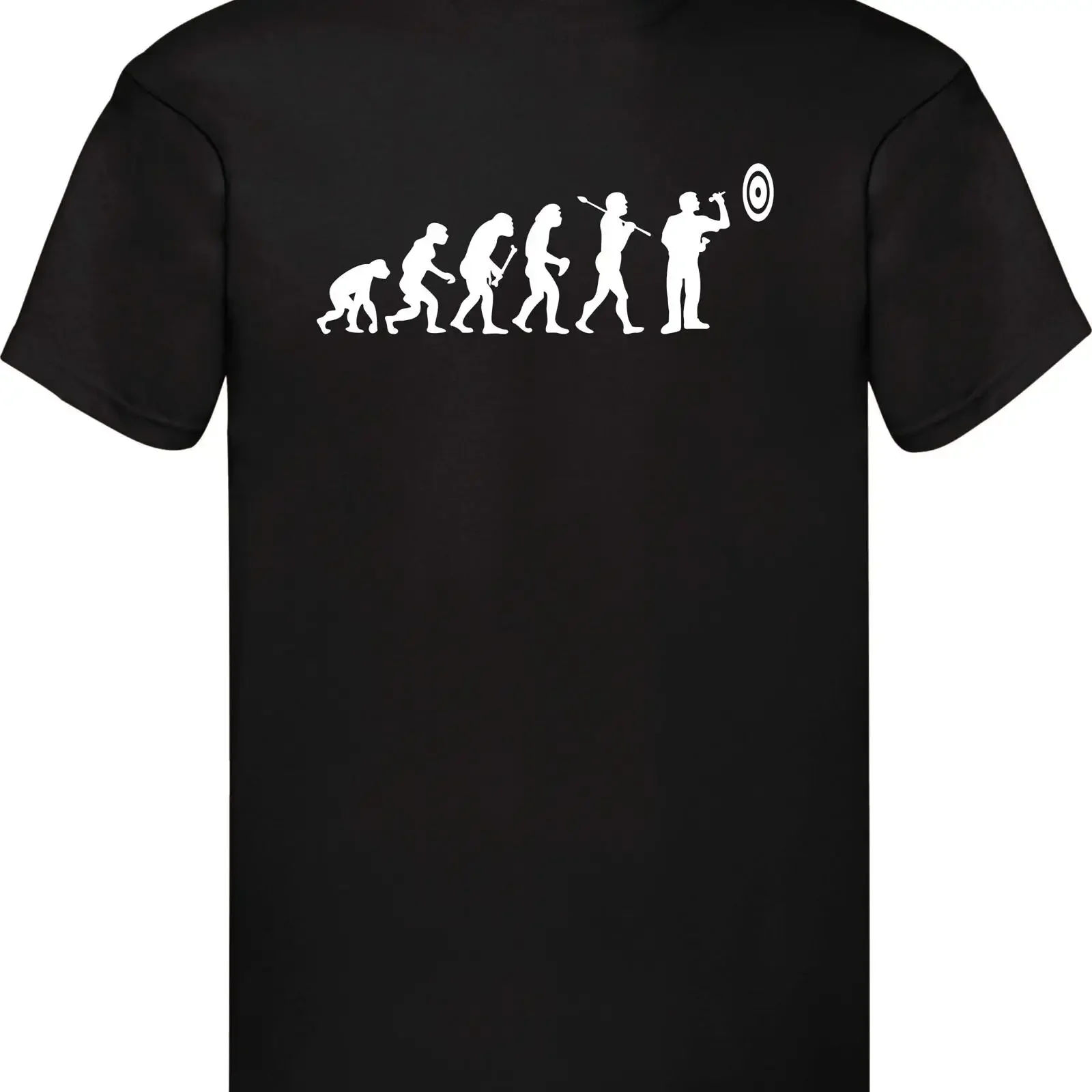 T-shirt décontracté Funny Darts Evolution pour joueur de fléchettes, motif cible de fléchettes, pour les fêtes de Noël, style vintage délavé et extensible