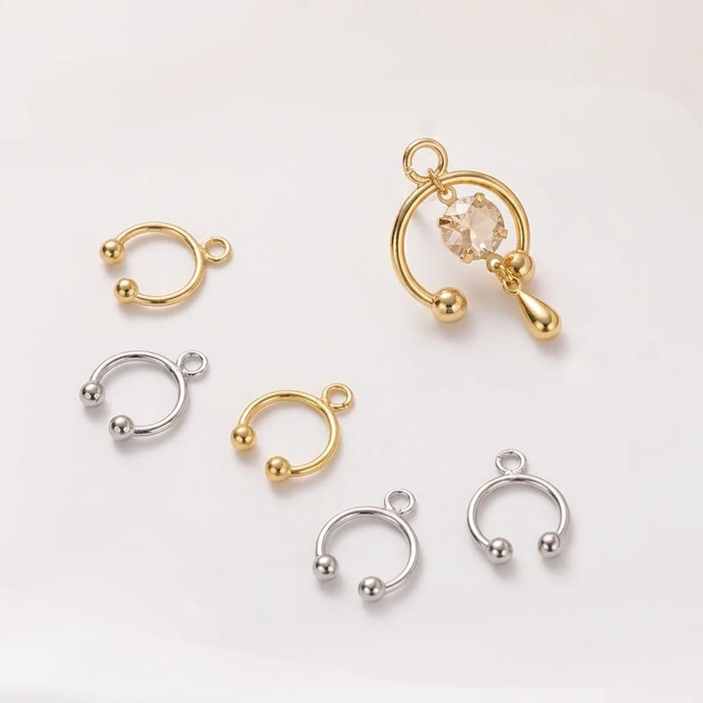 5 Stück/Set 18K Goldfarben Beschichtete Kupfer-Kugelohrringe mit Öse für DIY-Ohrringe, Fake-Knorpel-Ohrclips, Schmuckherstellung – Detail 1