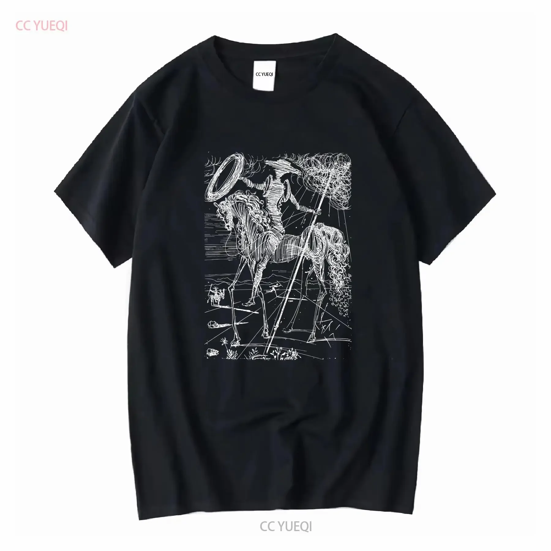 Camiseta Don Quijote Salvador Dali ArT Miguel de Cervantes novela Bookworm Surreal Sketch Jersey manga larga o corta vintage