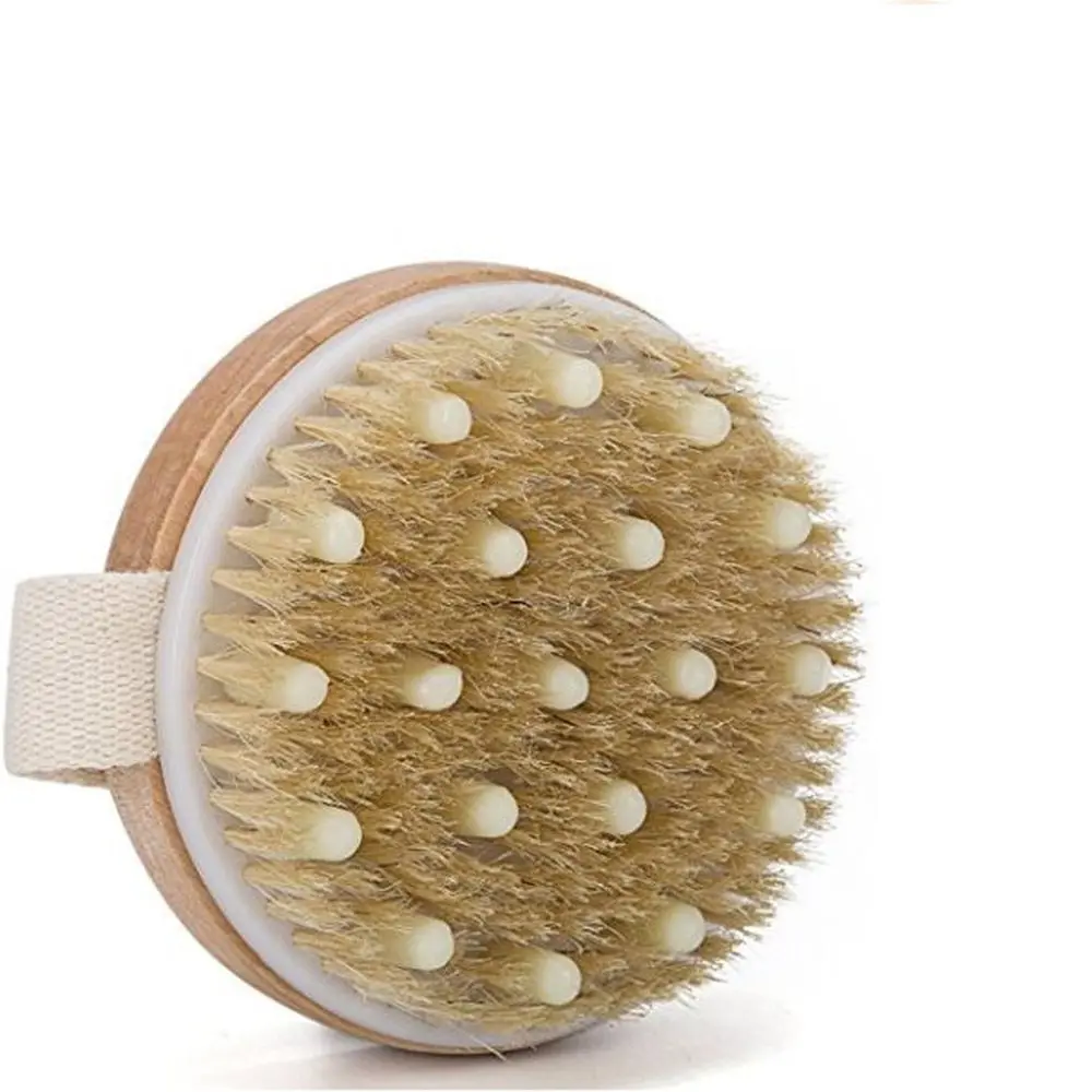 Body Massage Brush Exfoliating Bath Brush Wooden Frame Natural Bristles 11x11cm for Legs Knees Feet Rubbing Soft Smooth Glowing