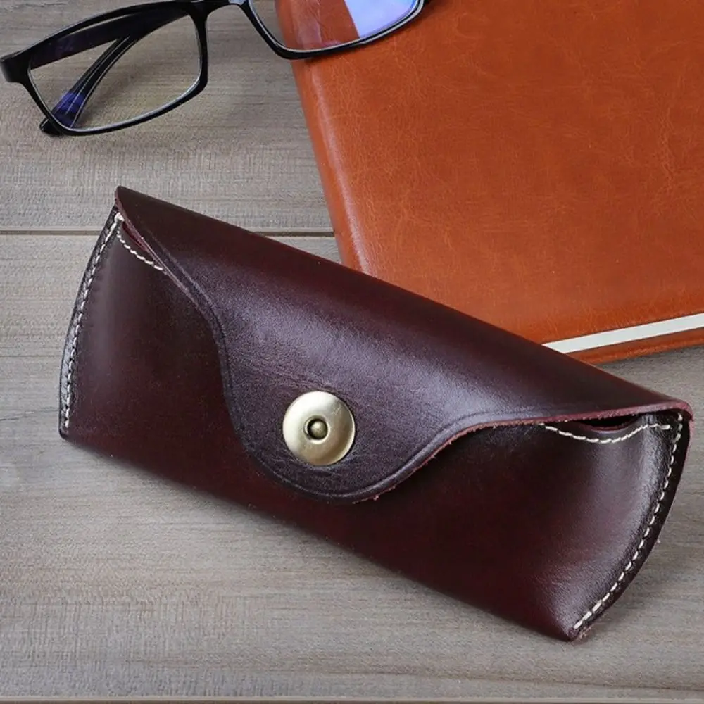 Women Men Handmade Eyeglass Genuine Leather Protector Case Glasses Case Eye Glasses Bag