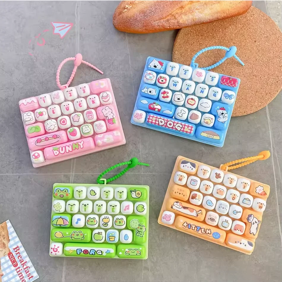 26Grid Keycap Clicker Anti Stress Fidget Keyboard Keychain Decompression Button Cartoon Hand Relax Party Favor Gift 26구 키캡 키링