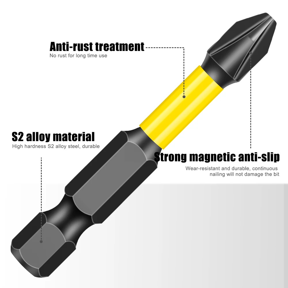 S2 Super Hard Cross Screwdriver Bit Tools 1/4 Hex Shank Anti Slip Impact Resistant Strong Magnetic For Electric Drill