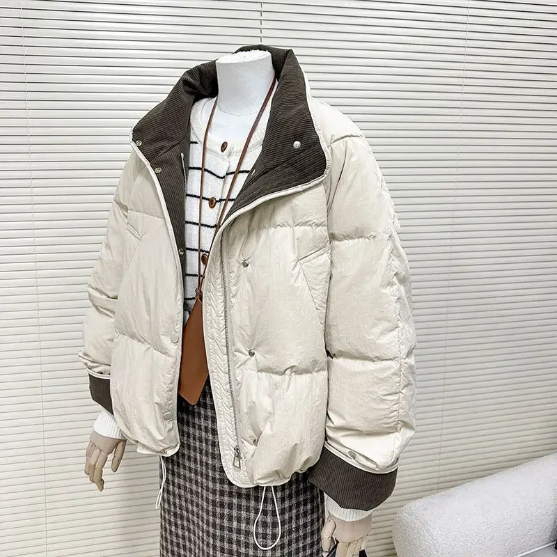 

НОВАЯ корейская короткая хлопковая стеганая куртка с воротником-стойкой, женская весенняя толстая теплая куртка 2026, пальто