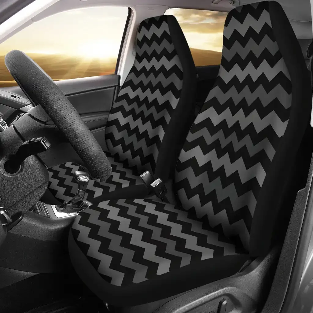 Teal and White Chevron Pattern Car Seat Covers ,Pack of 2 Universal Front Seat Protective Cover