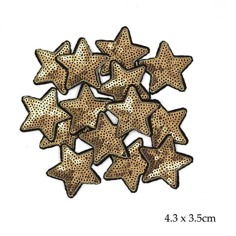 11 Systle 5pc Embroidered Sequin Small Star Patches for Clothing Iron on Clothes Smile Gold Silver Appliques Stripes Sticker Diy