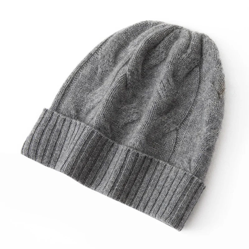 

Women's 100% Pure Cashmere Knitted Bean Hat Autumn/Winter Fashion Winter Hat Hot Selling Pure Cashmere Women's Headwear