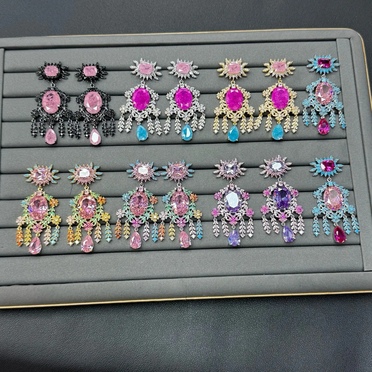

Women Fashionable Classic Zircon Irregular Colorful Earrings 2026