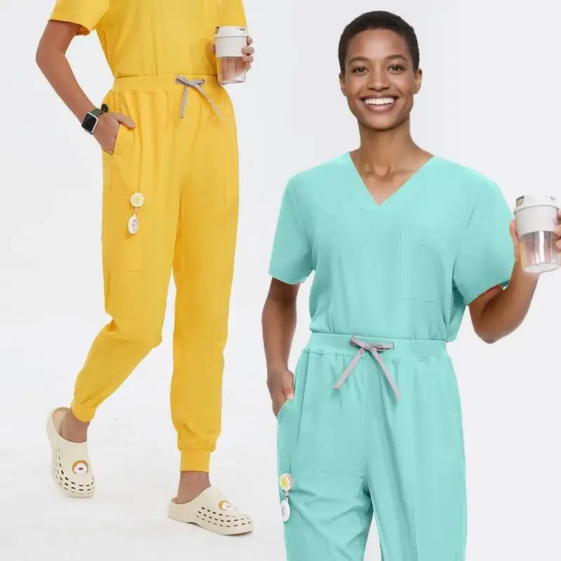 Polyester Women Nurse Sets Medical Uniforms Hospital Doctors Outfits Dental Clinic Scrub Set Beauty Salon Clothing S