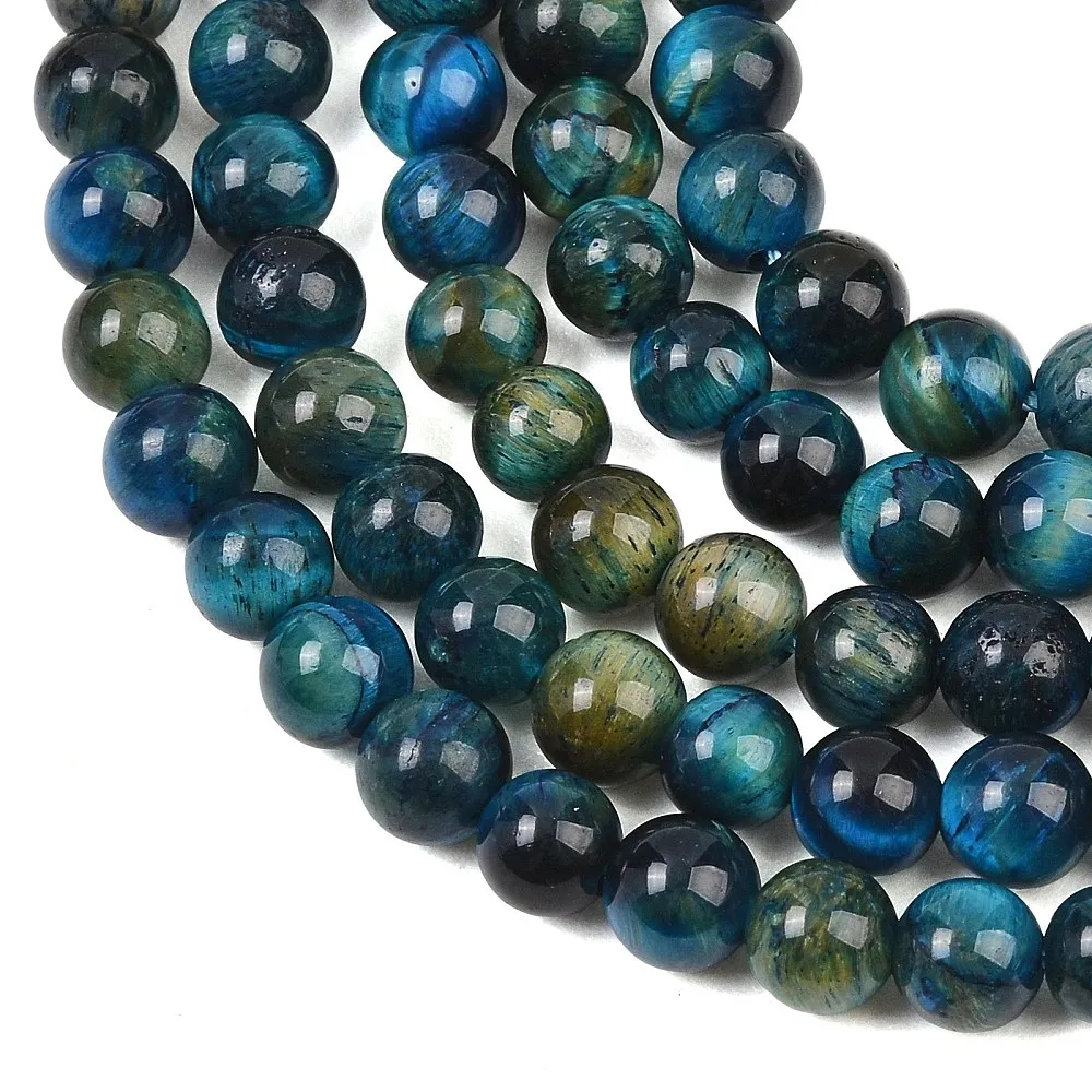 62pcs Loose Natural Blue Tiger Eye Gemstone Round Beads DIY Handmade Jewelry Making Spacer Beads for Bracelets Necklaces Crafts