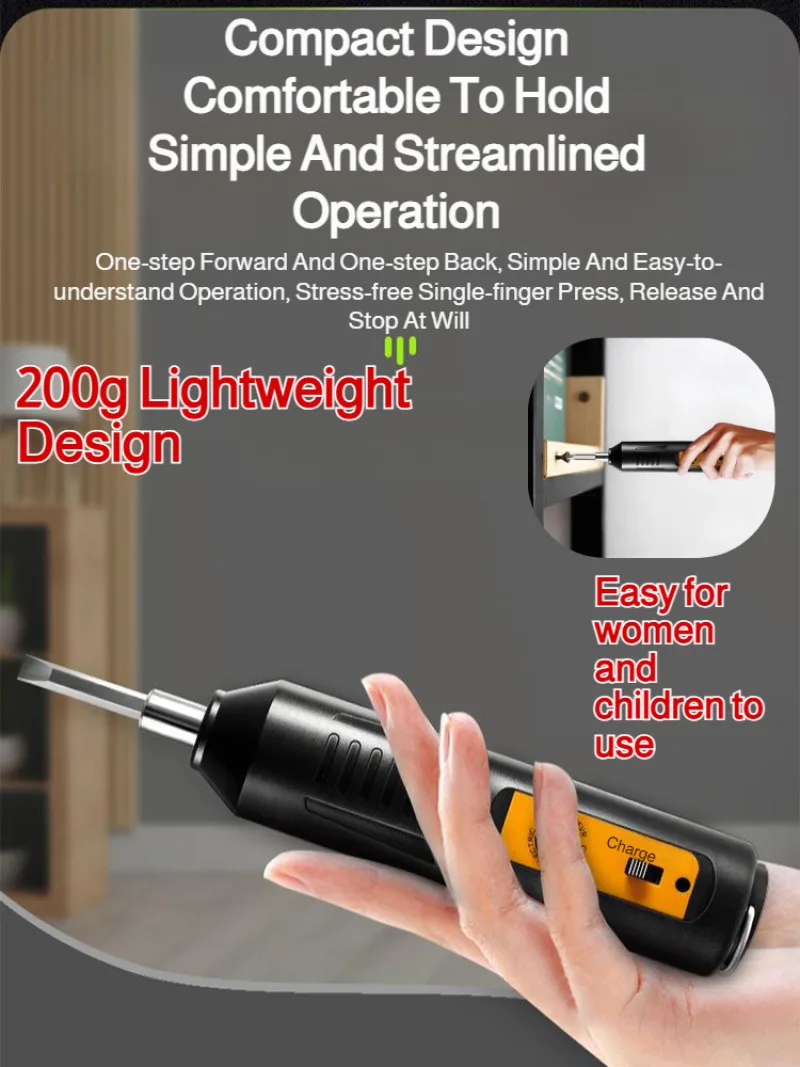 

Домашний электрический набор отверток: литиевая аккумуляторная мини-отвертка, интеллектуальный ударный шуруповерт, компактный и легкий