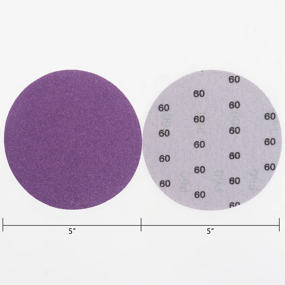 5 Inch Hook and Loop Purple Sanding Paper 5/10Pcs Professional Aluminum Oxide Wet & Dry Polishing for Wood Metal Paint Finishing