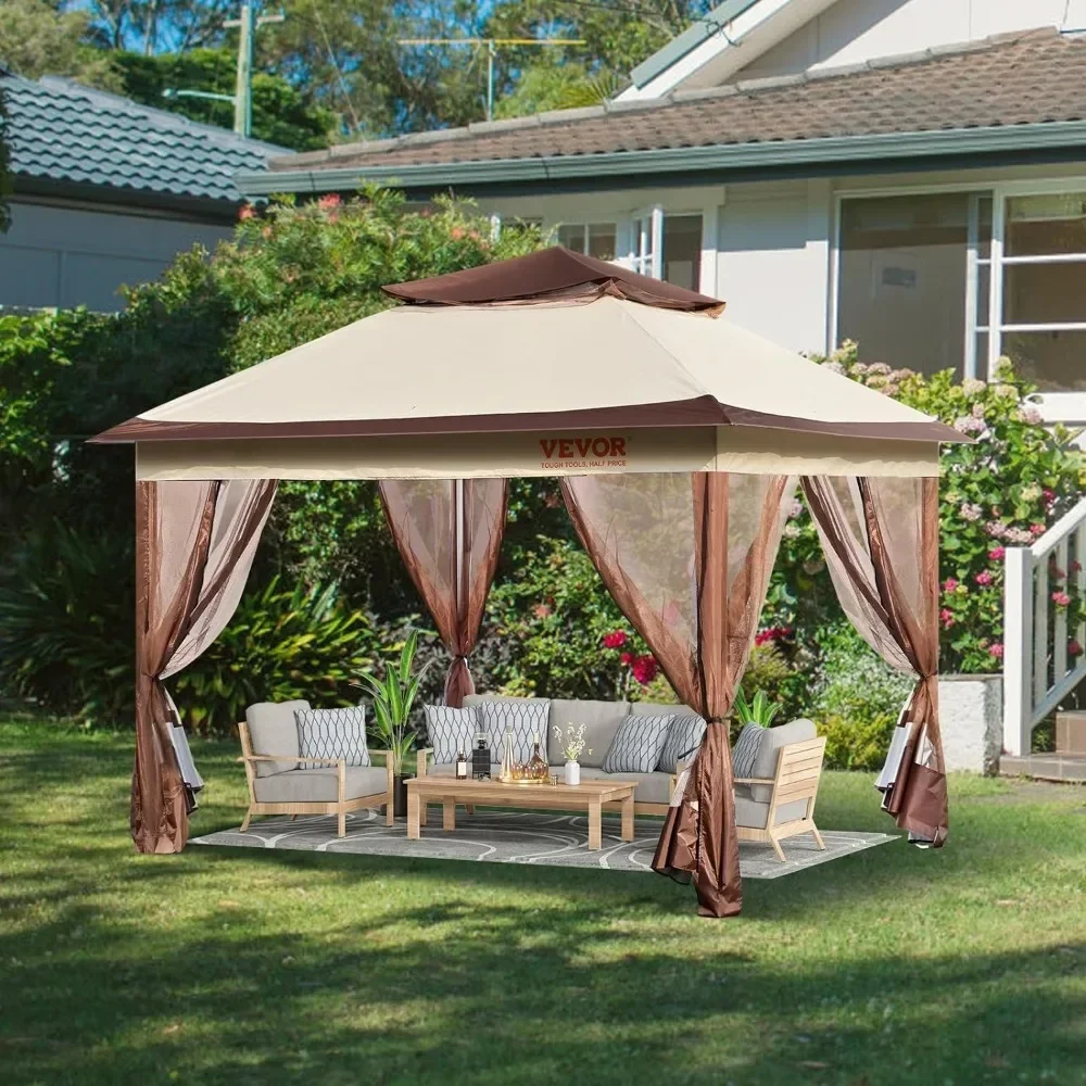 

Gazebo Metal Frame and PU Coated 250D Oxford Cloth Folding Tent for Garden Lawn Backyard Deck Outdoor Canopy Shelter for Patio