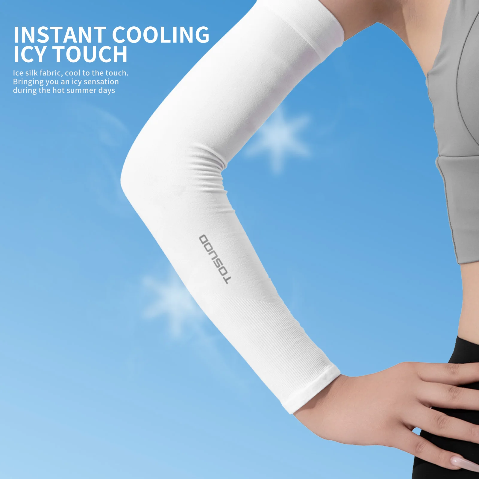 TOSUOD 1/2/3 أزواج من أكمام الحرير الجليدي للحماية من الأشعة فوق البنفسجية بذراع ركوب الدراجات قابلة للتنفس رياضية خارجية للجنسين مطاطية سريعة الجفاف للصيف