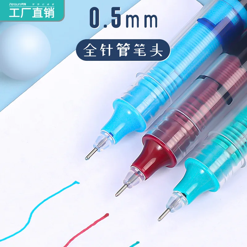 12 Colors/set Ink Straight Liquid Gel Pen Set Colorful Liquid Roller Pen 0.5mm Rollerball Pens for School Office Stationery