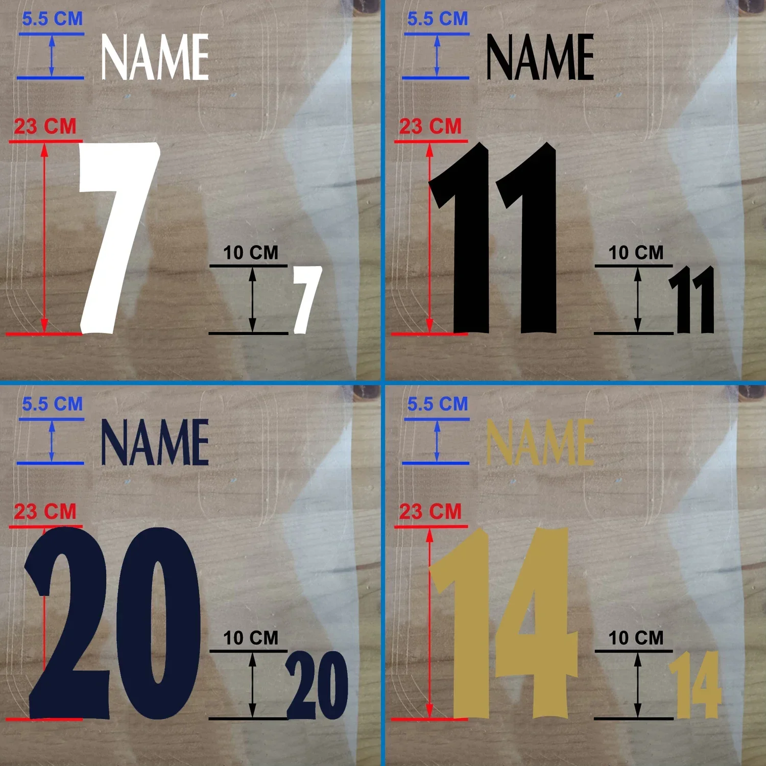 Retro PU Material 1996-2017 Football Athletes Nameset Number Customized Printing Heat Transfer Badge any name Black Gold White