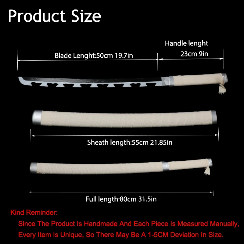 Accesorios de Cosplay de Anime japonés, espada de Katana samurái Inosuke, hoja de bambú, regalo de vacaciones coleccionable, viene con soporte para espada y cinturón