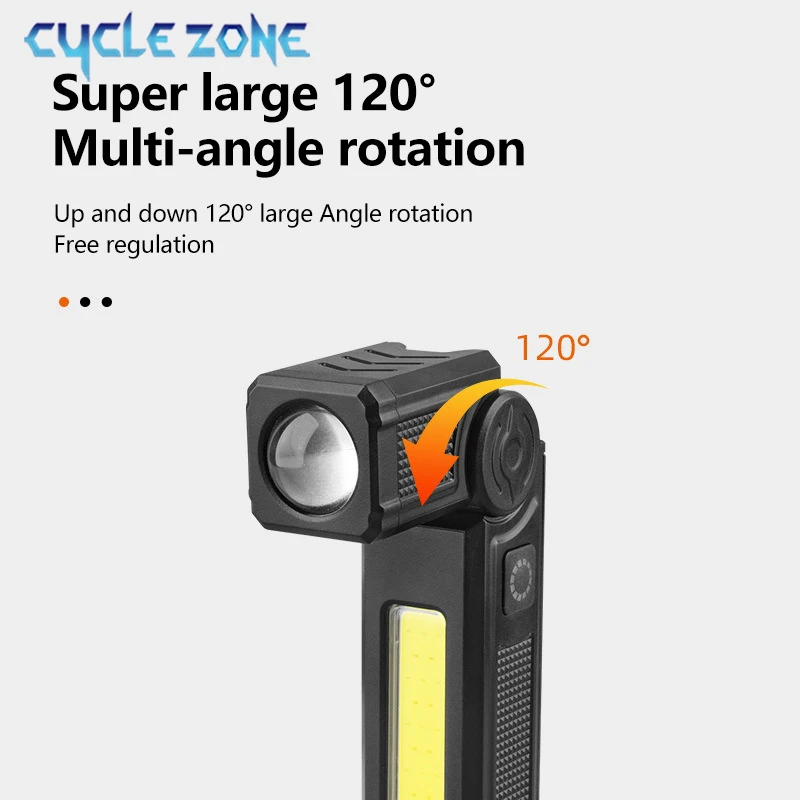 Powerful COB Flashlight Handheld Folding Lamp Camping Working Torch with Magnet Car Inspection Outdoor Red Warning Flash Lights