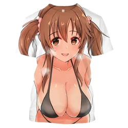 Summer Men Casual Sandy T Shirt 3D Printed Sexy Anime Tee Hentai Naked Girl Graphic T-shirts Harajuku Fashion Women Short Sleeve