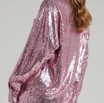 2025 New Fashion Commuter Style Cardigan Long-sleeved Sequined Women's Shirt Dress