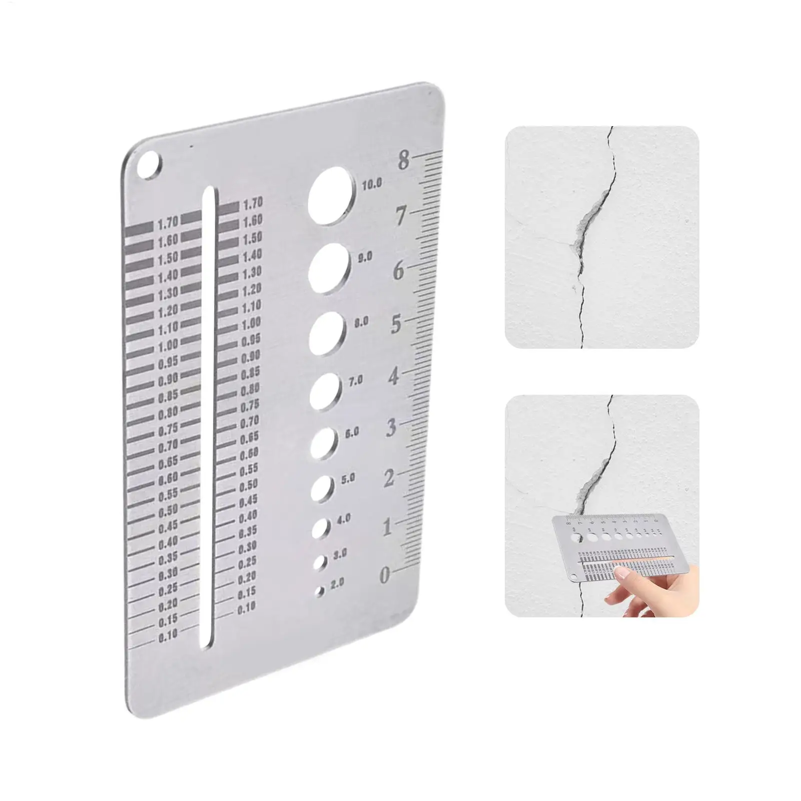 Ferramenta de medição de lacuna de precisão de cartão de calibre de largura de rachadura de aço inoxidável para inspeção de parede de concreto, monitoramento de casa e construção