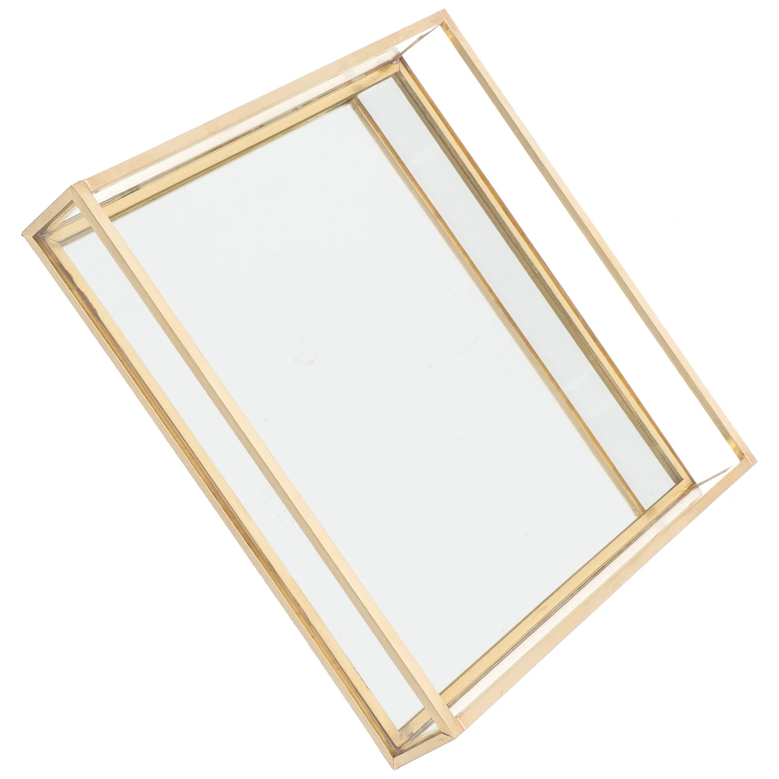 

Brass Frame Glass Vanity Tray Decorative Organizer for Jewelry Perfume Makeup Dresser Top Bedroom Accessories Gold Home Decor