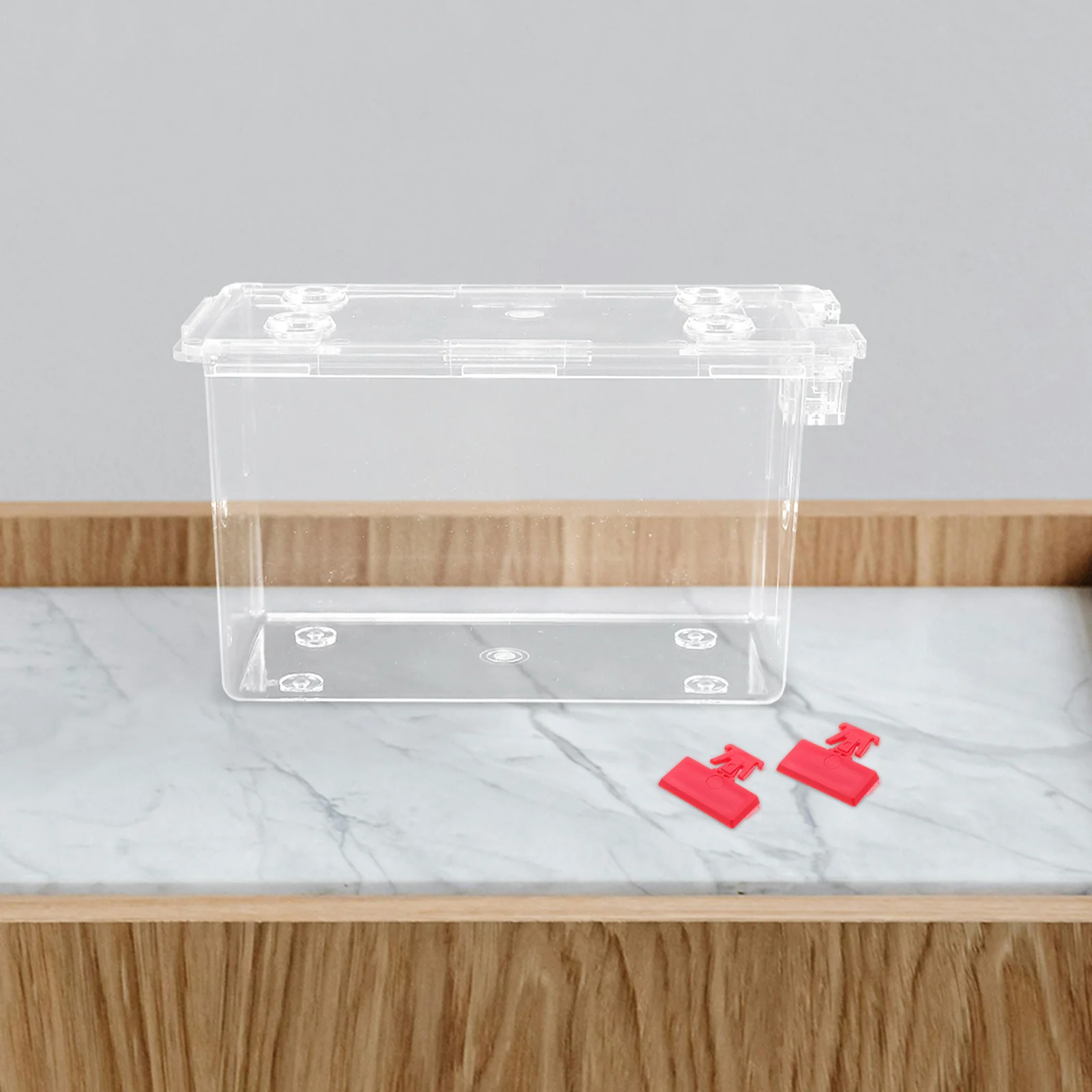 

Plastic Lock Transparent Card Holder Organizer Compact Container For Cards Crayons Pencil Case Home Office